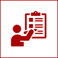 Red figure with clipboard